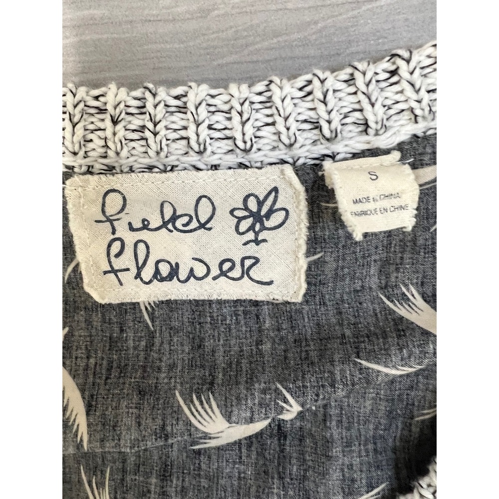 Field Flower Anthropologie Cardigan Sweater Grey Space Dye Sz S Boho Cottagecore - Picture 6 of 9